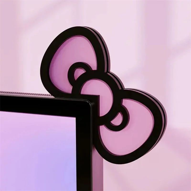 Desk Setup Pc - Kawaii rosa acrílico arco monitor decoração