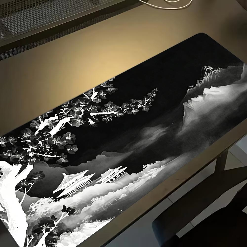 Desk Setup Grey - Mousepad Grande de Borracha Macia Cinza