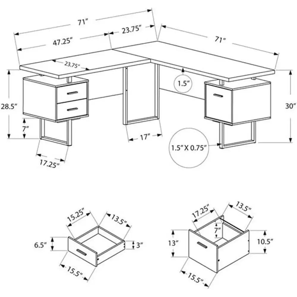 Mesa de Computador em L de 70  - Desk Setup Grey avaliação e preço