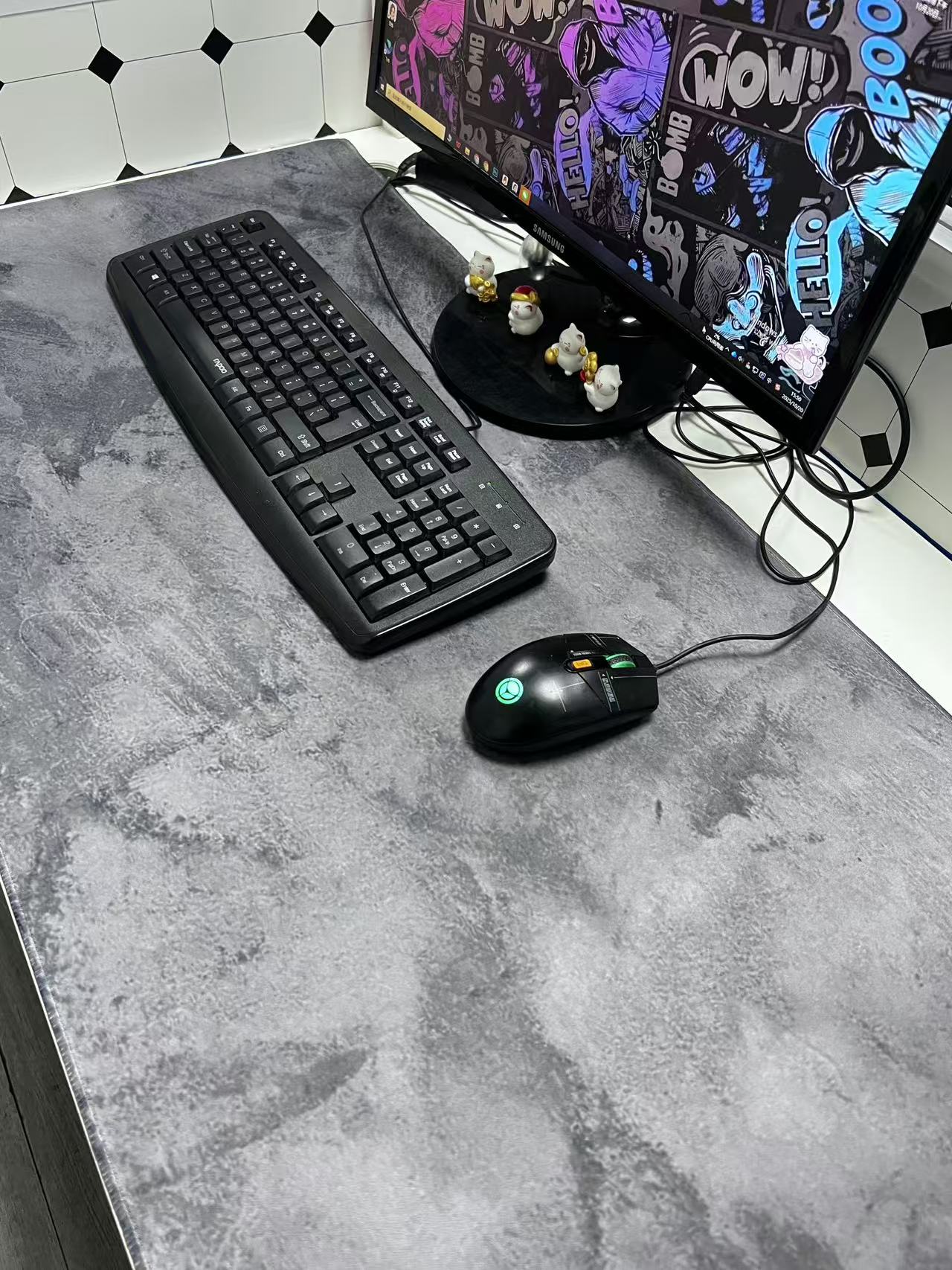 Mármore cinza grande mousepad  - Desk Setup Grey avaliação e preço