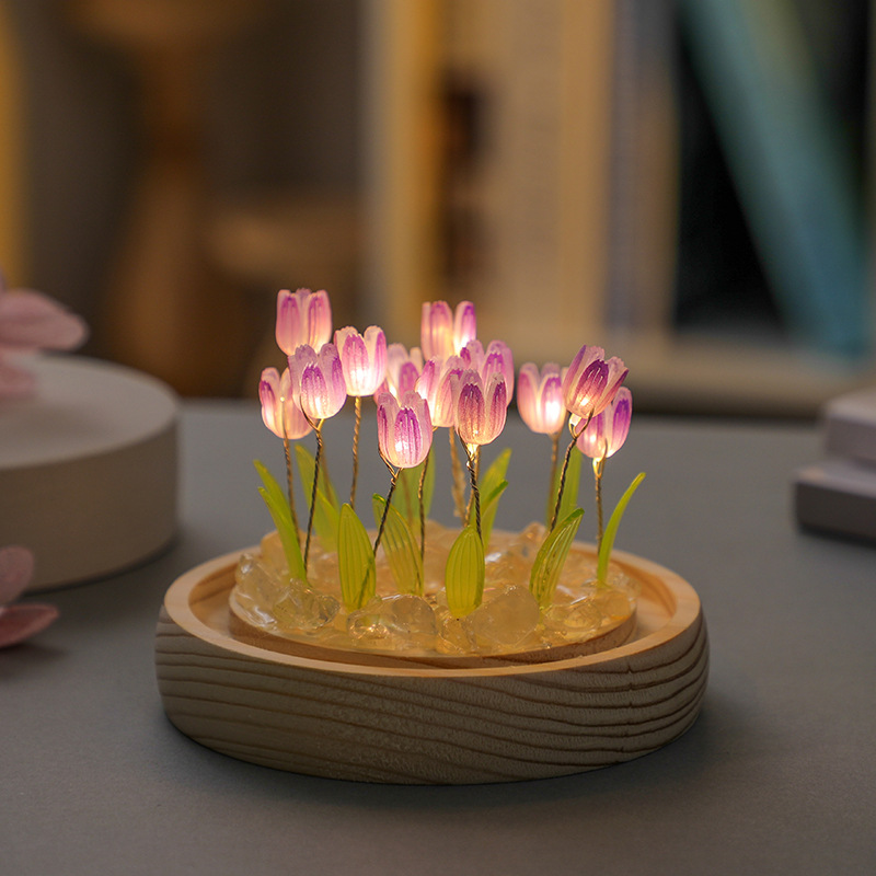 Handmade Tulip Night Light, Cr - Desk Setup Light avaliação e preço